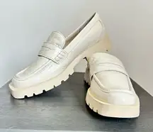 🆕 DOLCE VITA Elias Chunky Lug Sole Ivory Embossed Leather Loafer Size 7.5 NEW