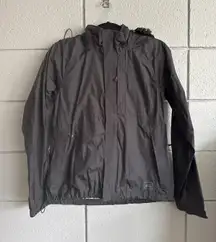 Women's REI Poly-Nylon Soft Shell Hooded Windbreaker Jacket in Black size S