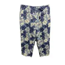 Size 14P Charter Club Petite Women's Blue Tropical Print Lightweight Lined Capri