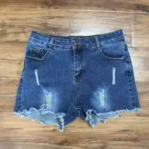 Ms‎ Maggie Women's Sz 4 Destructed Denim Shorts Distressed Cut Off Blue Jean