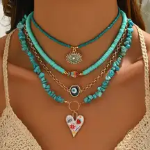 🧿🧿🧿BOGOHO 🧿🧿🧿Bohemian Turquoise Layered Necklace Set
