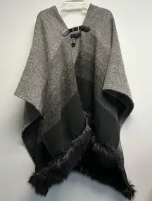 Max Edition Black and Gray Textured Poncho Wrap Cape