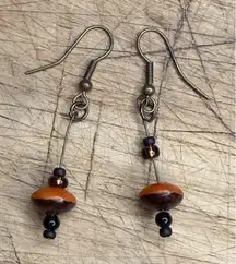 Handcrafted Bohemian Orange & Black Beaded Dangle Earrings Lightweight & Stylish