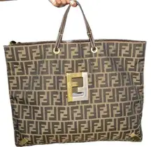 Authentic Fendi Zucca Brown Canvas Tote Bag