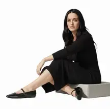 Katy Perry Evie Mary Jane Flats Black Patent Embossed Leaf Buckle Shoes 8 NIB