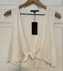 19‎ COOPER Tie Front Shrug Ribbed Open Cardigan Top White Size XL