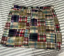 Plaid patchwork mini skirt