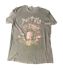 Melanie Martinez Portals Graphic T Shirt Olive Green Pink Mushrooms Gildan Sz M