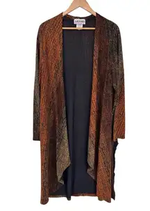 Vintage Amanda Cardigan Womens XL Orange Brown Stripe Fall Open Front Side Slits