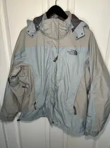 The North Face Women's Waterproof Hooded Jacket Light Blue Tan L/G Ski Snowboard