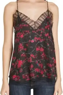 IRO Dasher Floral Lace‎ Cami Top Black Red Size 38