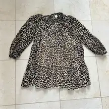 H&M  Double Lined Cheetah Longsleeve Dress Sz XL