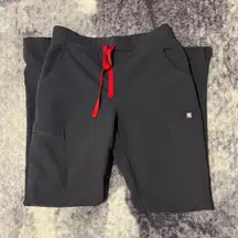 Figs Women’s Grey Scrub Pants with Red Drawstring