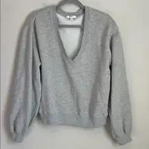 Agolde Gray V Neck Sweatshirt Balloon Sleeves Pullover Size Small