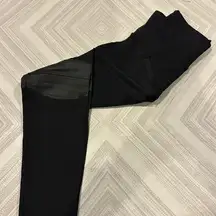 Strut This Women’s Black Leggings with Faux Leather Knees & Pockets