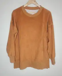 Aerie Oversized Women's Fleece Crewneck Pullover Sweatshirt‎ Brown Size XS
