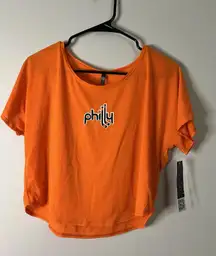 Philadelphia Phillies Flyers Women’s Orange Graphic Crop Top Hockey Jersey M