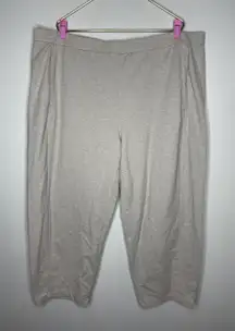 New Plus Eileen Fisher Organic Cotton Beige‎ Crop Straight Leg Pant 3X