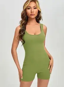 NWOT Green Ribbed Shein Unitard Tank Romper