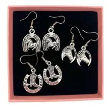 Handmade Western Earrings Lot Horseshoe Boots and Horses