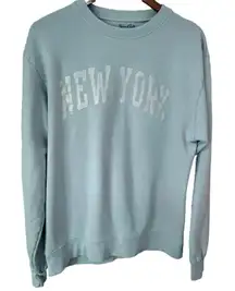 Brandy Melville John Galt New York Crewneck Sweatshirt Blue One Size OS Pullover