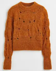 H&M Knit Sweater | Wool Alpaca Blend Distressed Design Fuzzy Unique Sz M