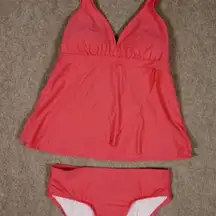 Alex Marie Coral Tankini Top US Large with Matching Bottoms US Small Swimwear