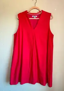 Tommy Bahama Raspberry Pink Linen Blend V-Neck Pocketed Shift Dress XL
