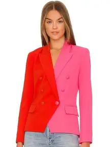 NEW NWT L’AGENCE Kenzie Double Breasted Blazer Jacket Cherry Tomato & Rose Pink