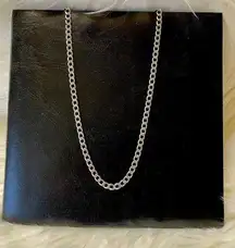 Necklace Cuban Link Chain Silver Tone Unisex 24 Inches