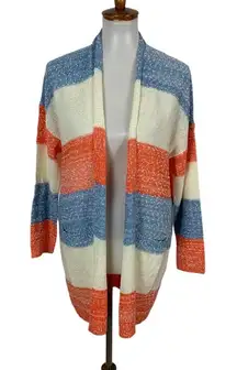 Entro Womens Knit Cardigan Sweater Small Open Front Striped Boho Cozy