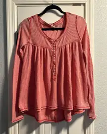 Free People We The Free Kai Thermal Henley Size XS Red
