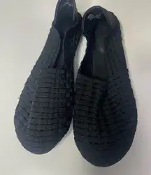 Me Too Black Textured Slip-Ons