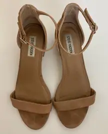 Steve Madden Irene Tan Suede Ankle Strap Block Heel Dress Sandals