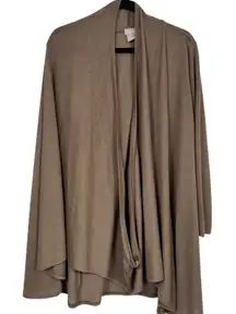 Chicos Brown Wrap Cardigan Sweater Womens XS Cape Preppy Cozy Casual
