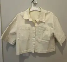 Cropped white denim shirt