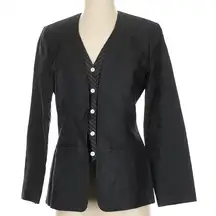 Vintage Randolph Duke The Look Elegant Black Blazer Pinstripe Vest Chic Size 4 S