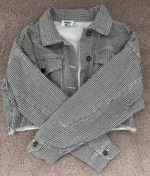 Princess Polly Cropped Black and White Denim Jacket Size 2