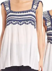 Calypso St Barth Crochet Tank White Navy Size XS