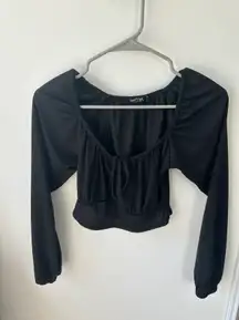 Black Long Sleeve Crop Top