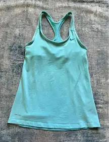 Nike Aquamarine Dri Fit Mesh Panel Racerback Tank w Built In Shelf Bra Small