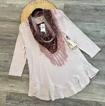 oneworld boho art to‎ wear nwt 1x blouse fringe scarf