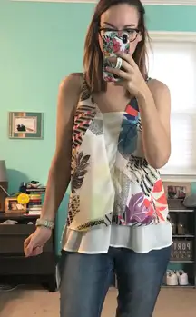 bar III Halter Top |‎ Tropical Abstract Print | Lined | Size Medium