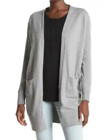 sweet Romeo Simple Open Drape Pocket Knit Mid Thigh Length Cardigan XS