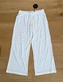 White Fox Pants Wide Leg Drawstring Waist Never Settle Size L White