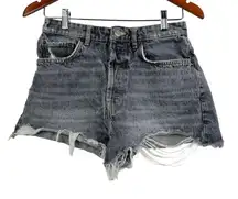 Zara Button Fly High Waist Cut Off Jeans Size 4