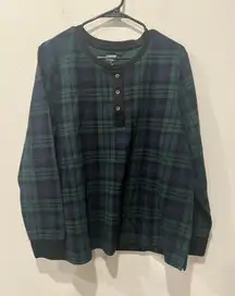 Lands End Women’s Plaid Long Sleeve PJ Top