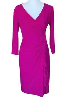 Magenta Cocktail Bridesmaid Hoco V Neck Dress. Size 2. NWOT. .