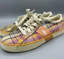 Polo Ralph Lauren Plaid Multicolor Sneakers Madras "Gillian" 7 B