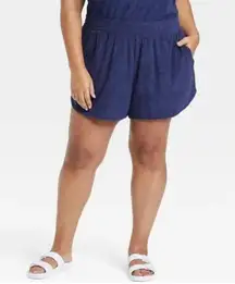 Ava & Viv Loop Terry Plus Size Navy Blue Shorts 4X NEW